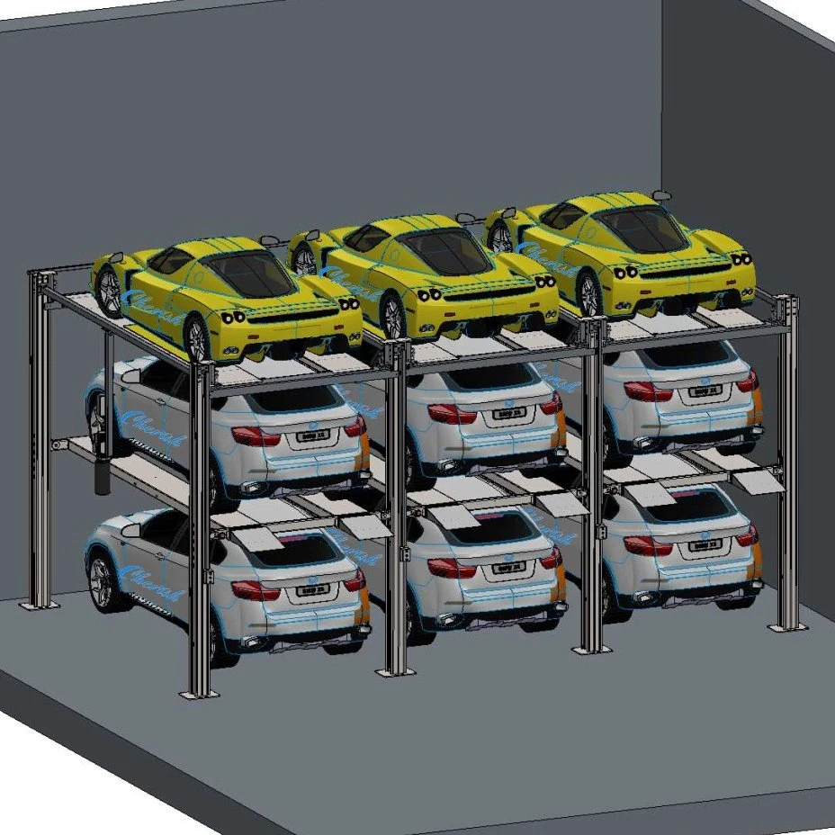 Garage Triple Stacker Equipment 3 Level Motor Parking Lift