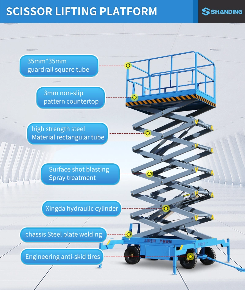 CE ISO 4m Hydraulic Electric Factory/Warehouse/Workshop Indoor or Outdoor Use Portable Mobile Scissor Lift