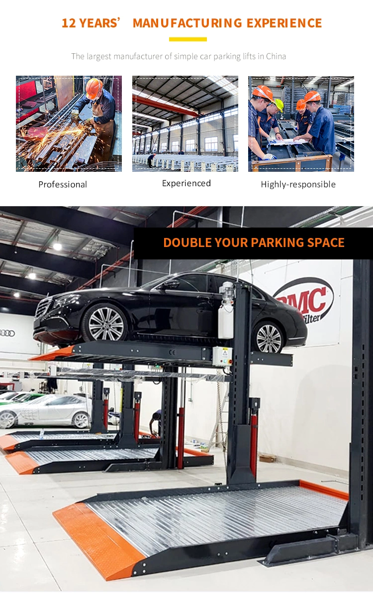 CE Approved Hydraulic Car Stacker Mechanical 2 Post Car Parking Lift