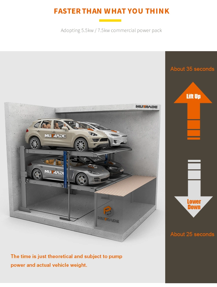 2500kg 2 Post Pit Car Parking Lift Underground Parking System