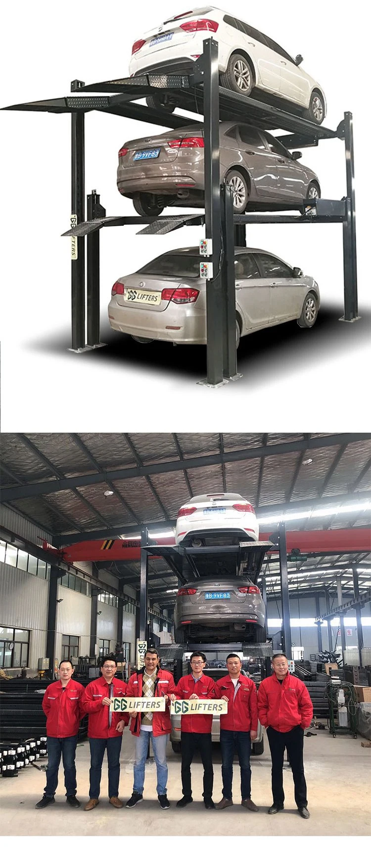 Real factory 4 post triple stacker car parking lift automatic hydraulic garage parking system vehicle car parking lift CE certification