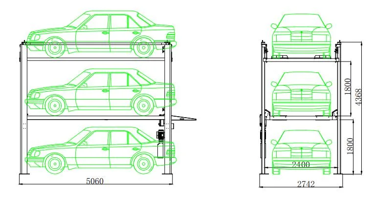 4 post triple stacker car parking lift 3 levels parking system garage equipment automatic 4 post car parking lift