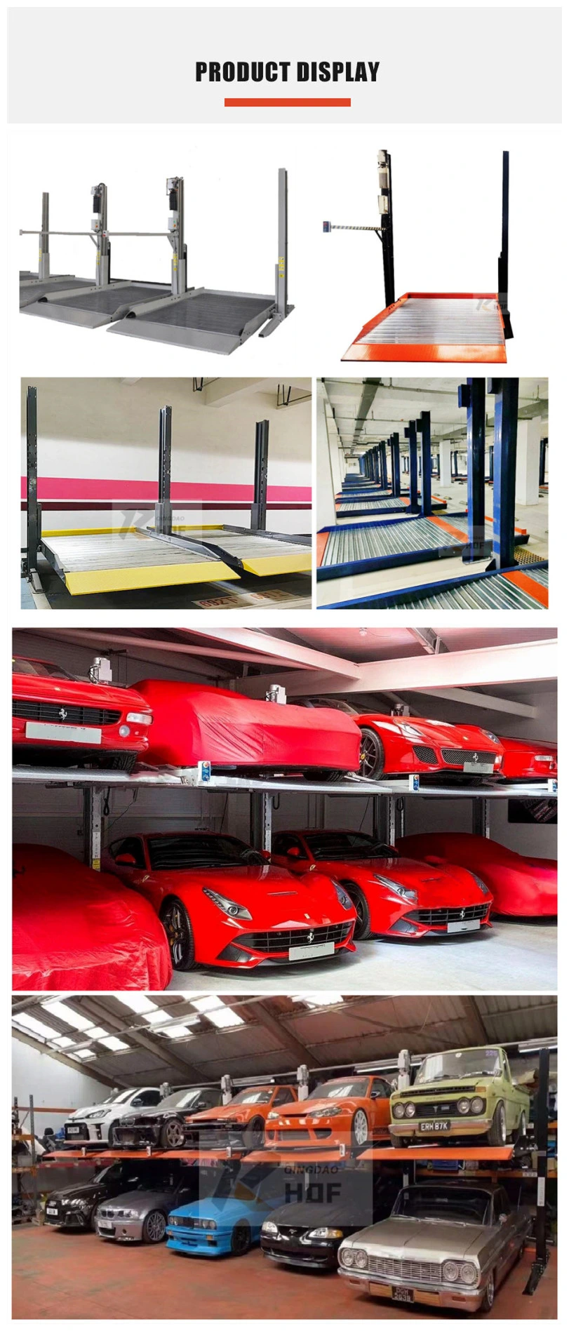Hydraulic Cylinder Inground Pit Double Level Parking Lift Double Car Parking Equipment Four Post Vertical Hydraulic Car Parking Lift System