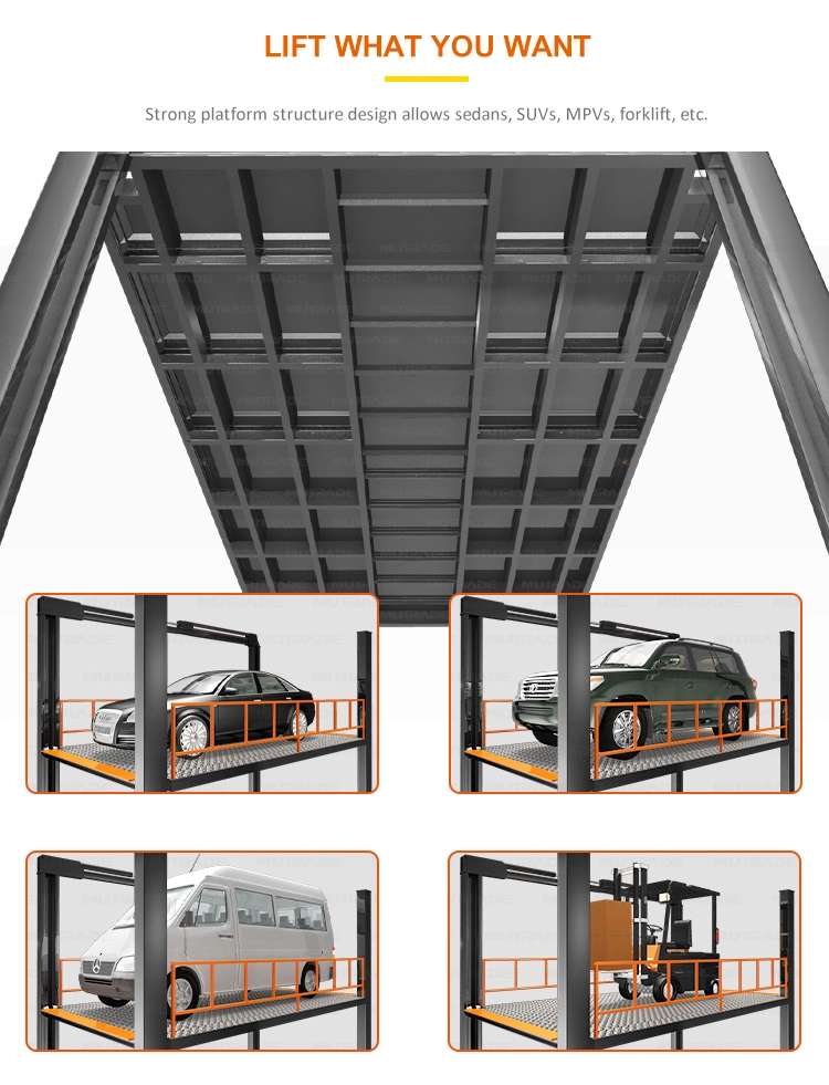 Custom-Made 4 Post Type Floor to Floor Elevator Lift Platform Car Parking Lift