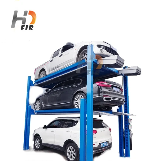 Three Levels Vertical Car Triple Stacker System 4 Post Car Garage Parking Lift