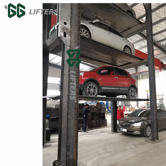 Hydraulic Cylinder Inground Pit Double Level Parking Lift Double Car Parking Equipment Four Post Vertical Hydraulic Car Parking Lift System